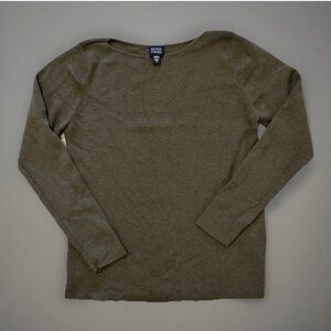 Vintage Eileen Fisher Wool Sweater Top Sz S Green Italian Yarn Lagenlook Shirt